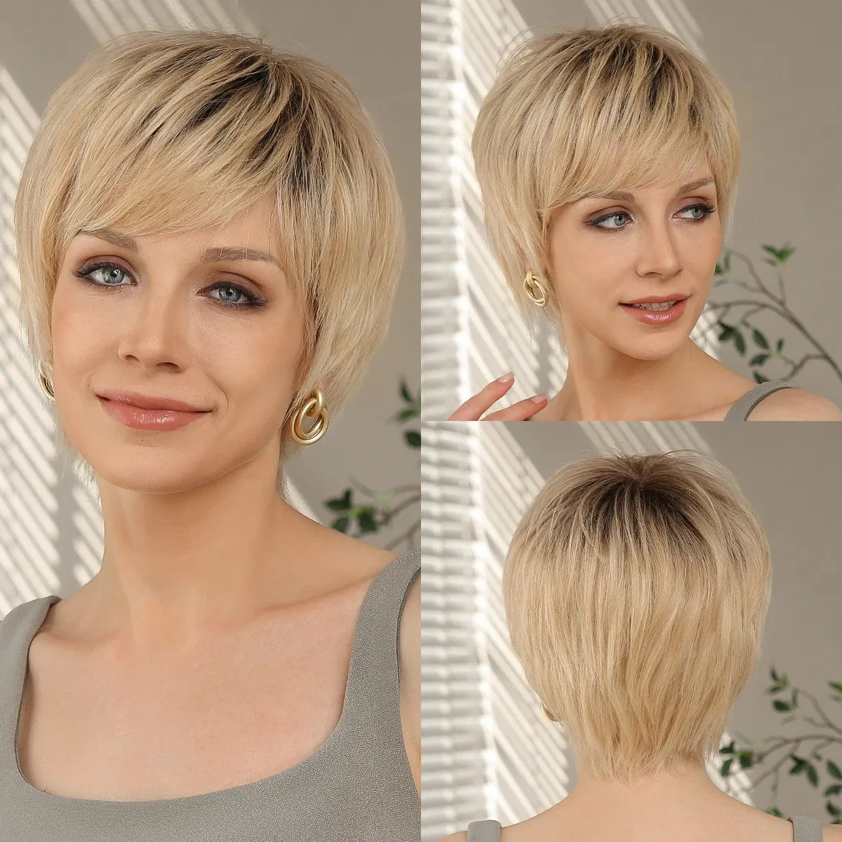 Hair Color: OT Marsala - 100% Remy Human Hair Wigs Brown Short Pixie Cut Lace Front Wig for Women HD Transparent Human Hair Lace Frontal Wigs