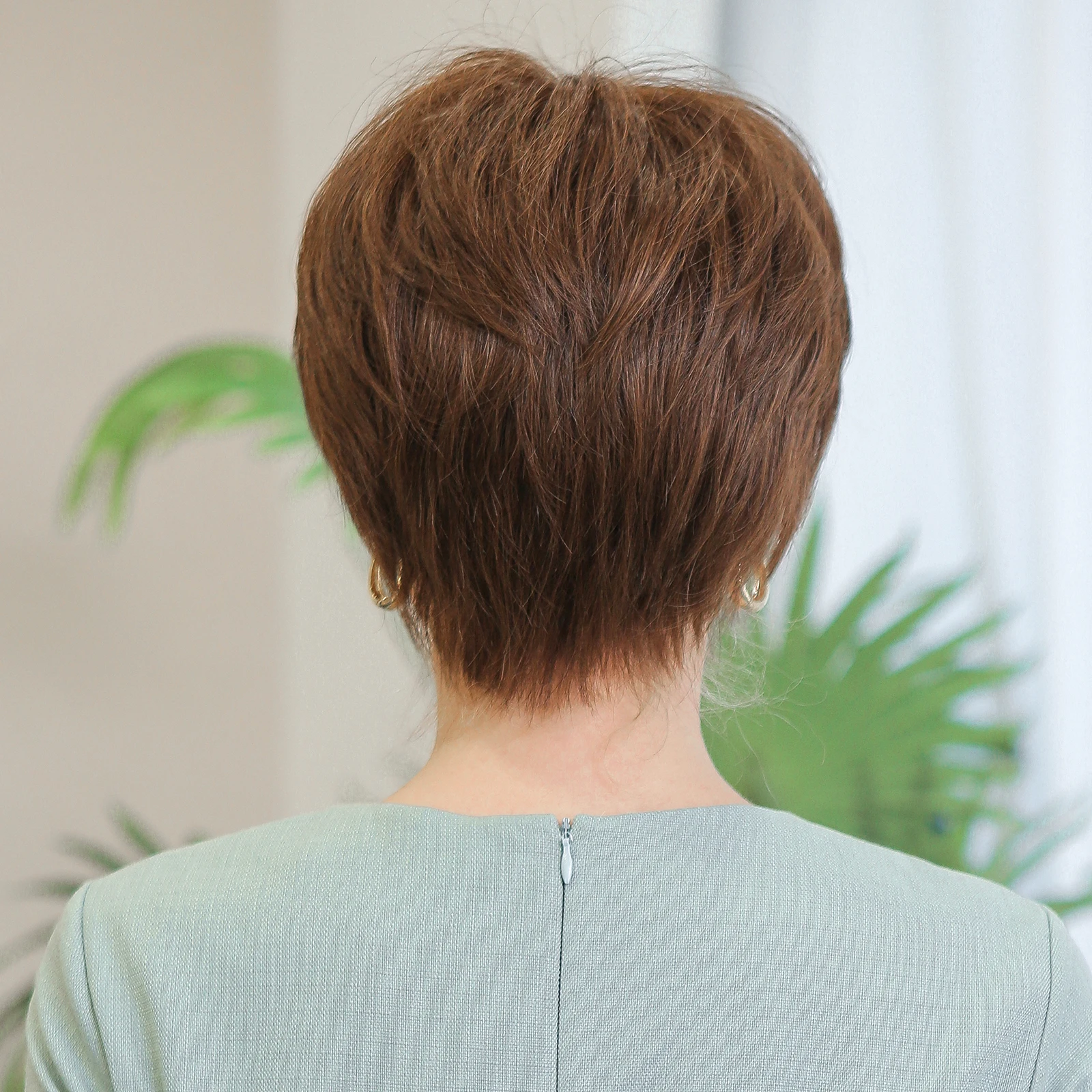 Hair Color: OT Marsala - 100% Remy Human Hair Wigs Brown Short Pixie Cut Lace Front Wig for Women HD Transparent Human Hair Lace Frontal Wigs