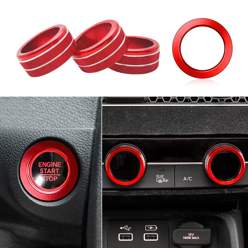 Color Name: black, Ships From: CHINA - Air Conditioning Knob Cover For Honda Civic 11th Gen 2022 CRV 2023 Aluminum Alloy A/C Engine Button Outer Ring Cover Accessories