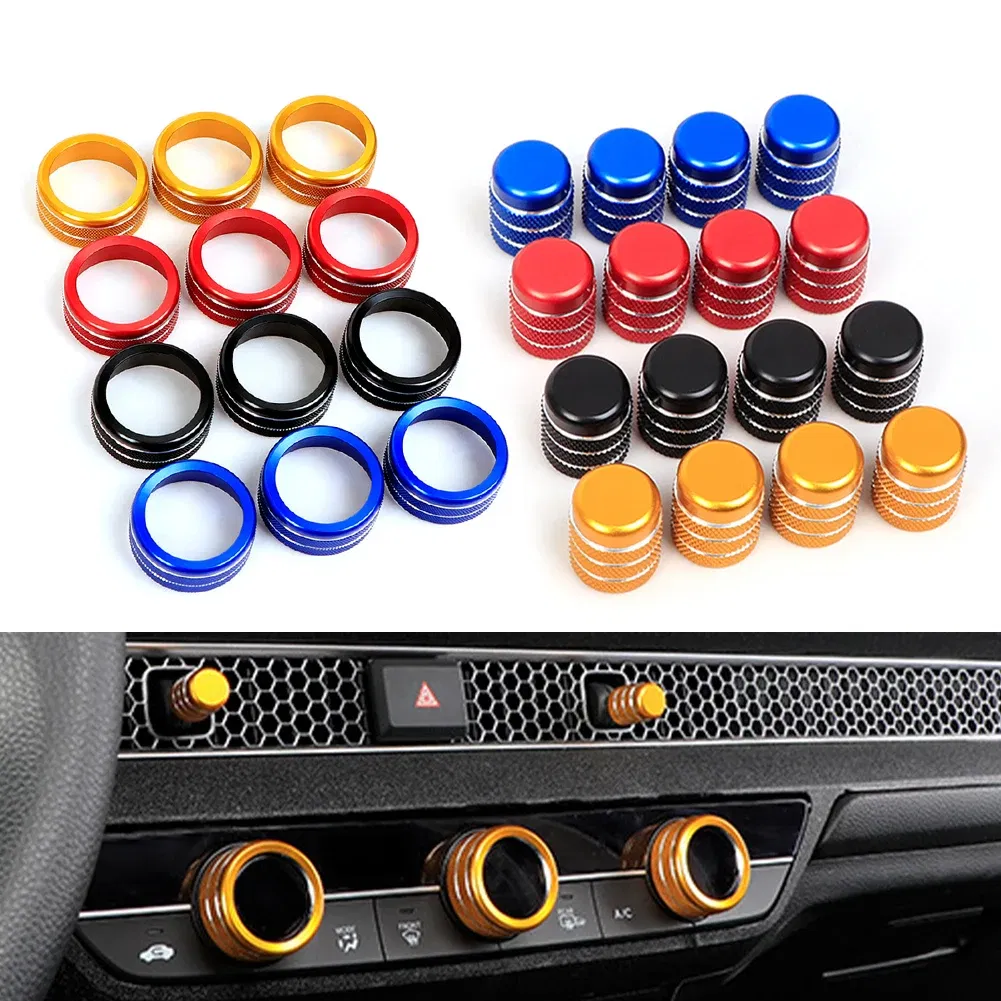 Color Name: black, Ships From: CHINA - Air Conditioning Knob Cover For Honda Civic 11th Gen 2022 CRV 2023 Aluminum Alloy A/C Engine Button Outer Ring Cover Accessories