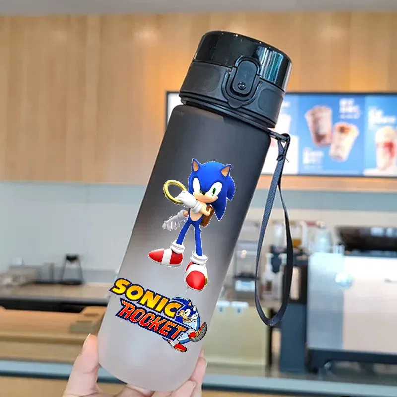 Color: Gold - new Sonic the Hedgehog Frosted Progressive Color Water Child Cup Outdoor Large Capacity Sport Flip Cover Drinking Birthday gift