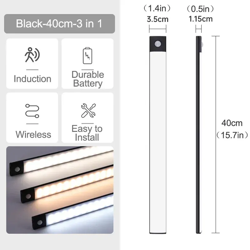 Emitting Color: ROSE RED - Under Cabinet Lights LED Motion Sensor Night Light Thin Rechargeable Dimmable Lamps Kitchen Cabinet Bedroom Wardrobe Lighting