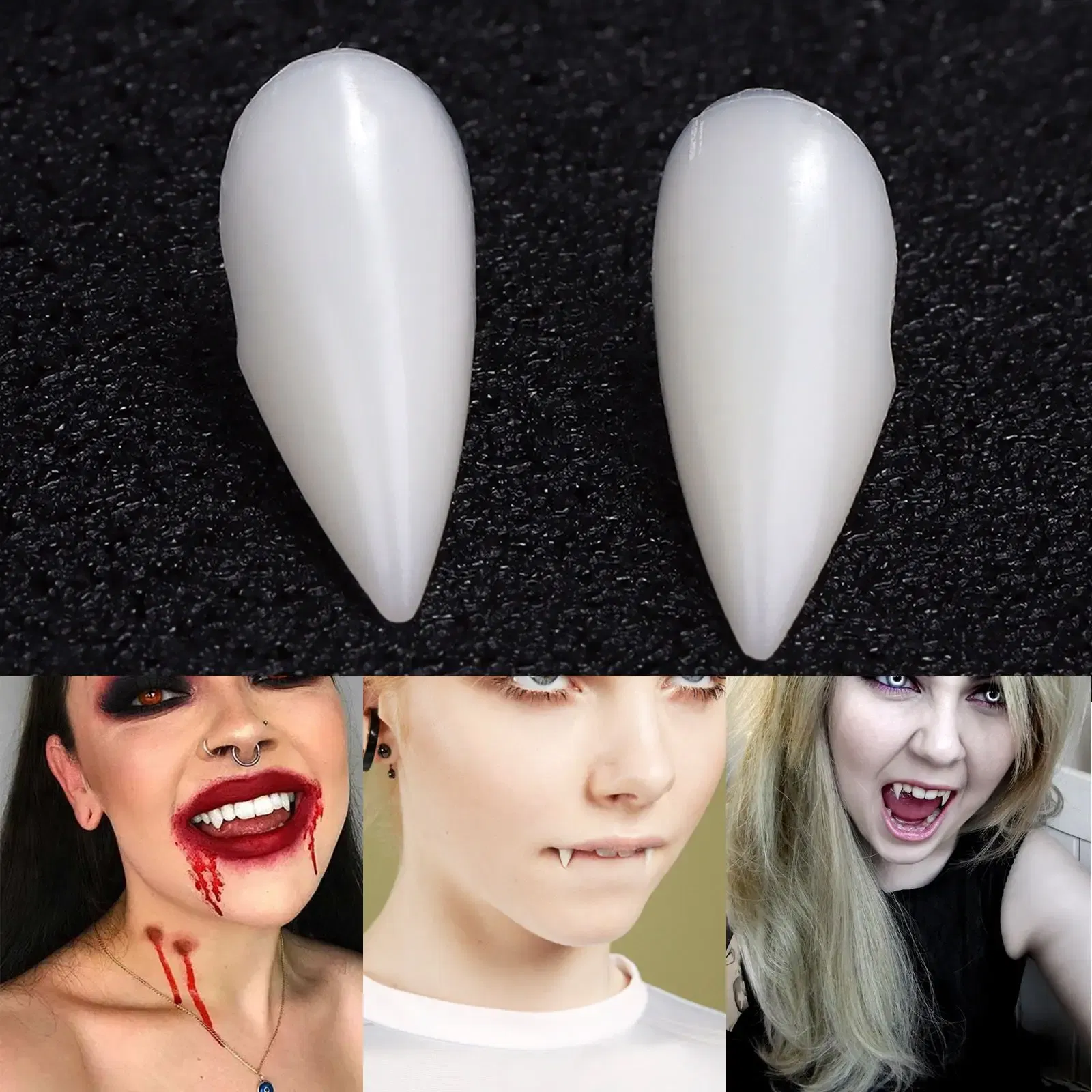 Color: light green - Halloween Decoration Vampire Teeth Fangs Dentures Props Halloween Cosplay Props False Fangs With Solid Glue Halloween Props