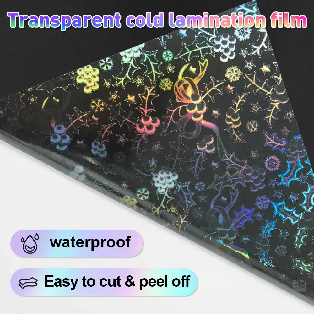 Color: green - 10 Sheets Cold Laminating Film Paper A4 Sheet Self Adhesive Sticker Protect Photo Waterproof Transparent Star Lamination Film
