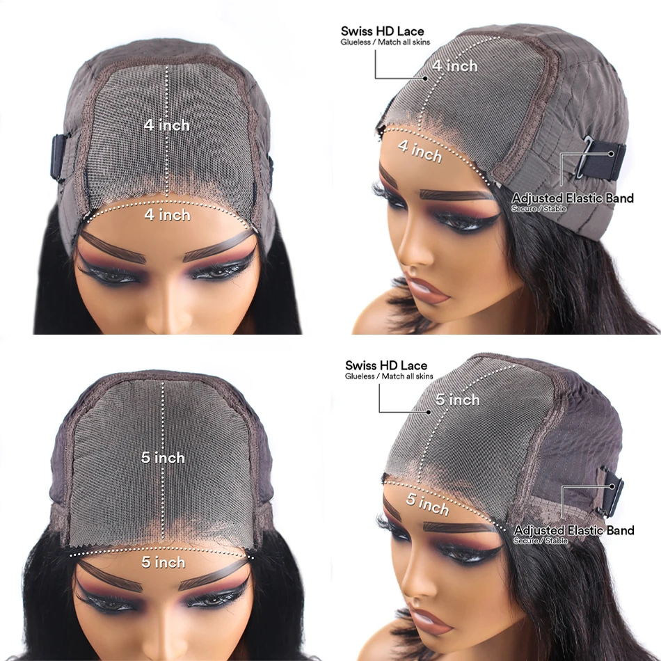 Hair Color: #4, Density: 190%, Ships From: CHINA, Stretched Length: 32inches - Glueless Wig Human Hair Ready To Wear Curly Wigs Human Hair Lace Frontal Wig Glueless Wig 100% Human Hair 5x5 Closure Wig