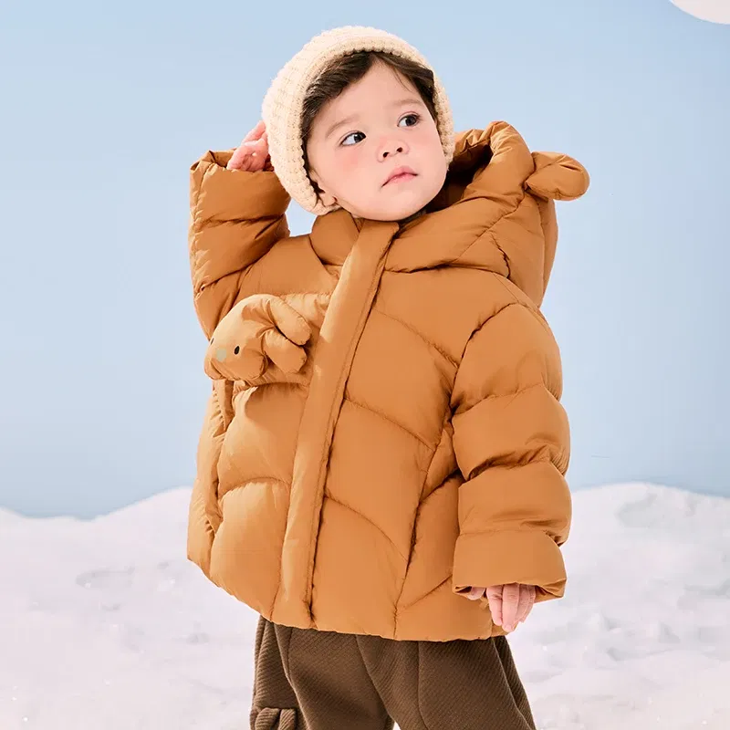 Color: Beige, Ships From: CHINA, Kid Size: 24M - Mini Bala Down Jacket For Boys and Girls 2024 Winter New Style Cute Doll Baby Warm Greatcoat Kids Clothing Toddler Outerwear