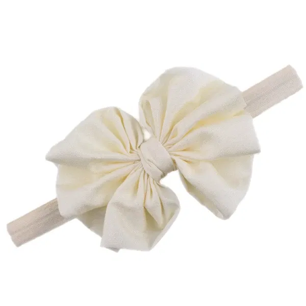 Color: Ivory - Baby girls hair bow flower Headband  Kids Girls Bowknot Elastic Hair Band Headwear Newborn Head Band children hair Accessories