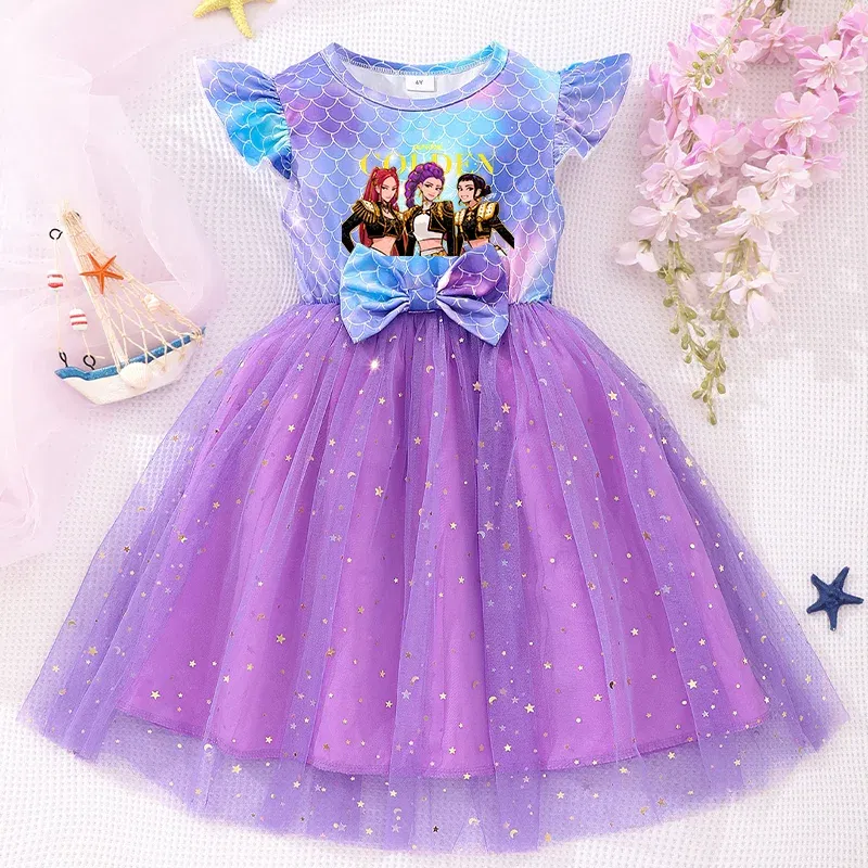 Color: green, Size: One Size, Ships From: CHINA, Height: 164 - KPop Demon Hunter Christmas Princess Dress Girl Fashion Casual Autumn Butterfly Dress Wedding Birthday Party Dress Gift Clothes