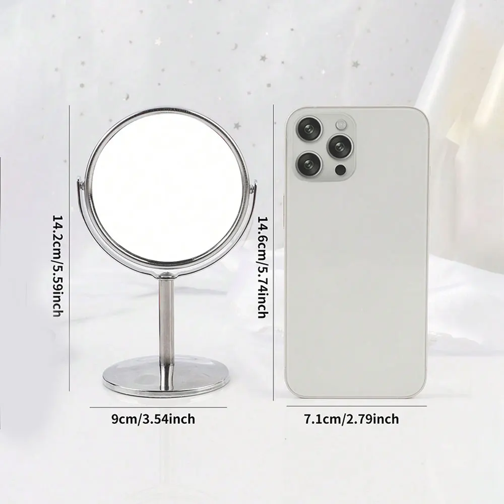 Color: Red - 3/4/5in Double-Side Makeup Mirror With 2X Magnification Clear Reflection And Easy To Carry Desktop Vanity Mirror With Stand