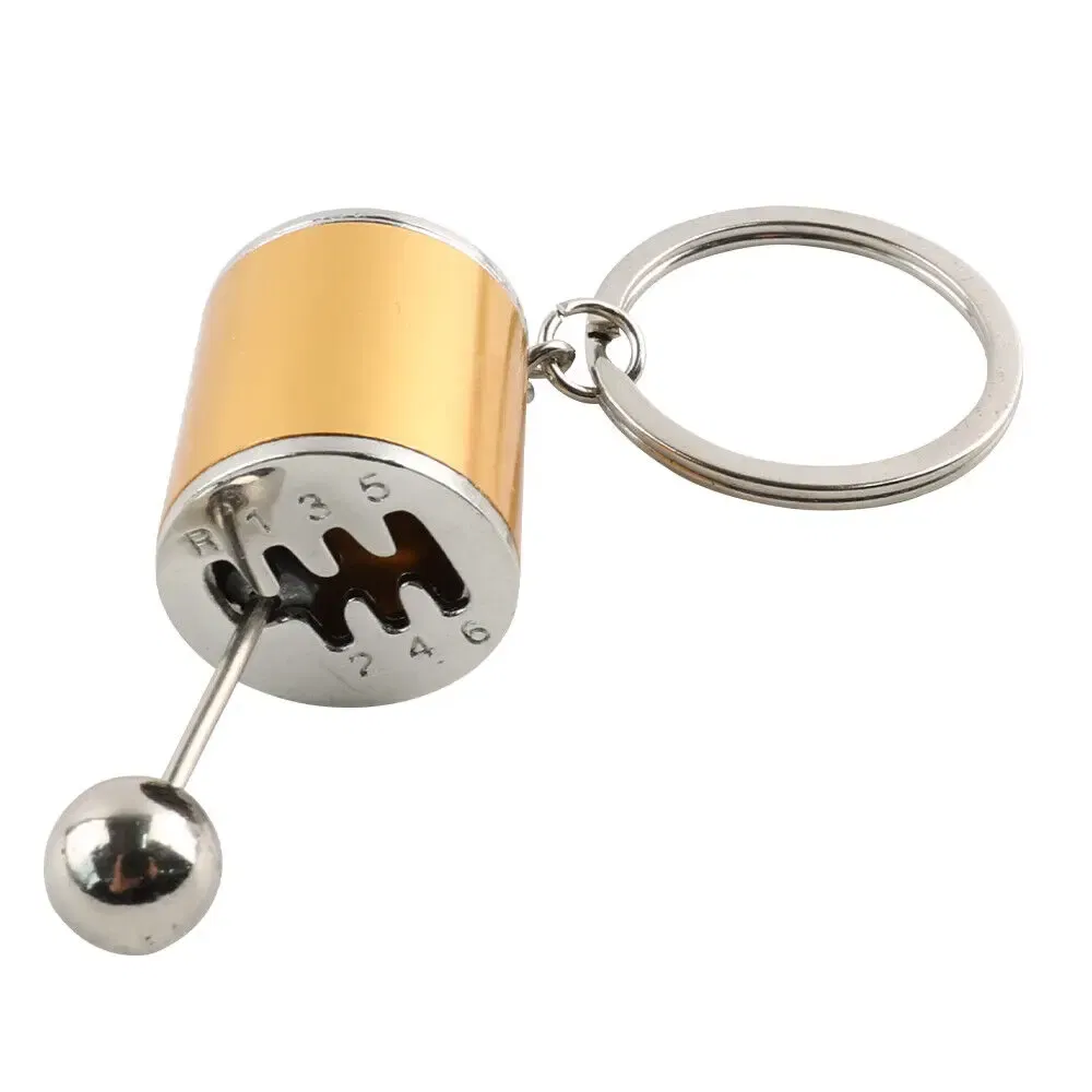 Color Name: Silver - Aluminum Shiftable Gear Shift Knob Stick Box 6-Speed Shifter Style Keychain Ring