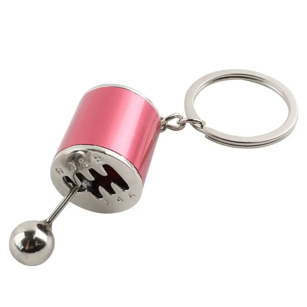 Color Name: Silver - Aluminum Shiftable Gear Shift Knob Stick Box 6-Speed Shifter Style Keychain Ring