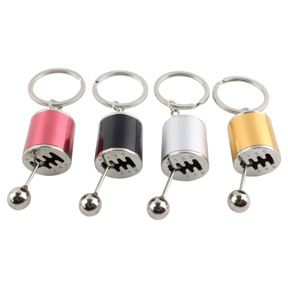 Color Name: Silver - Aluminum Shiftable Gear Shift Knob Stick Box 6-Speed Shifter Style Keychain Ring