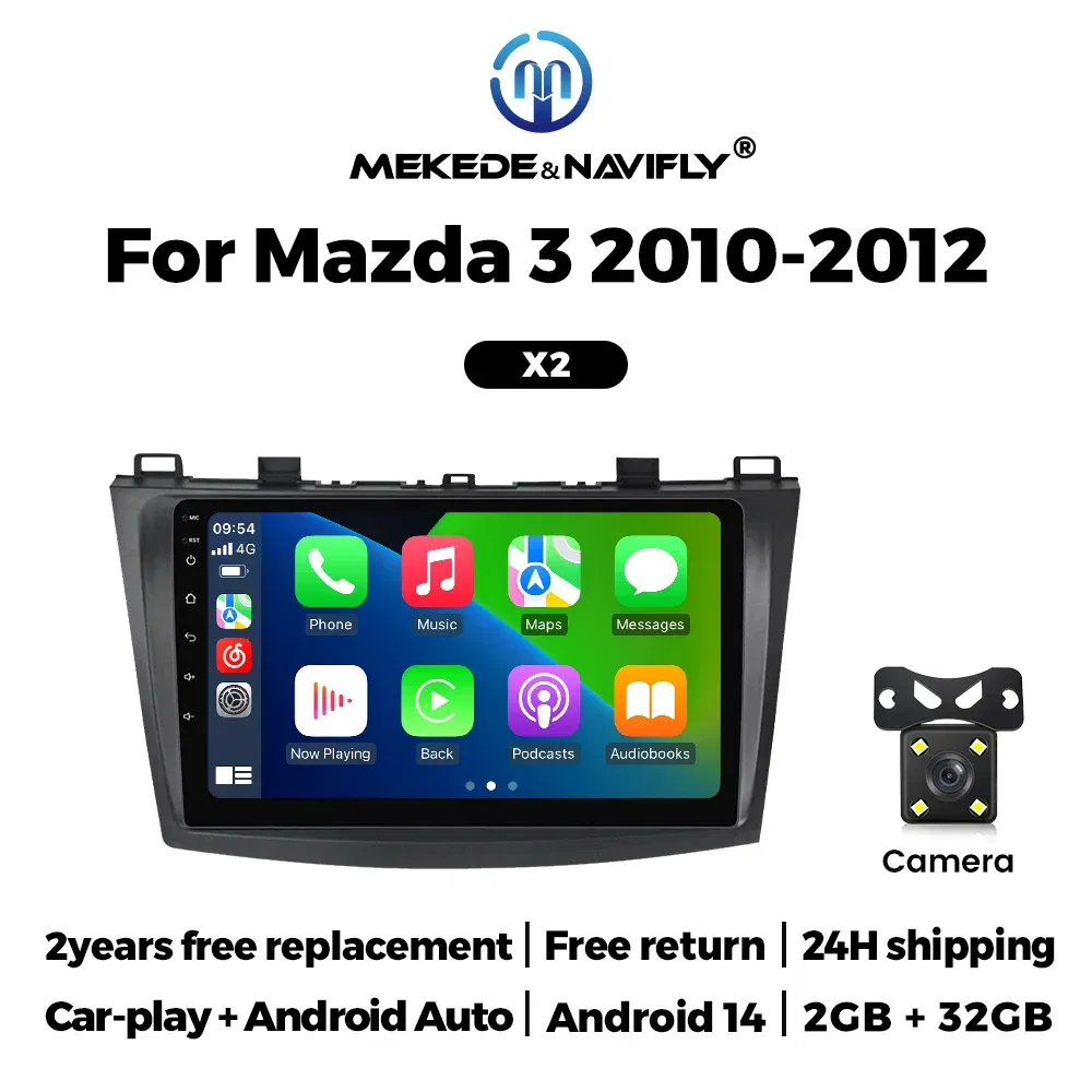 Color: Pink - Autoradio For Mazda 3 II For Mazda3 BL 2010-2012 Android 14 Car Radio Multimedia Player Head Unit Wireless Carplay Android Auto