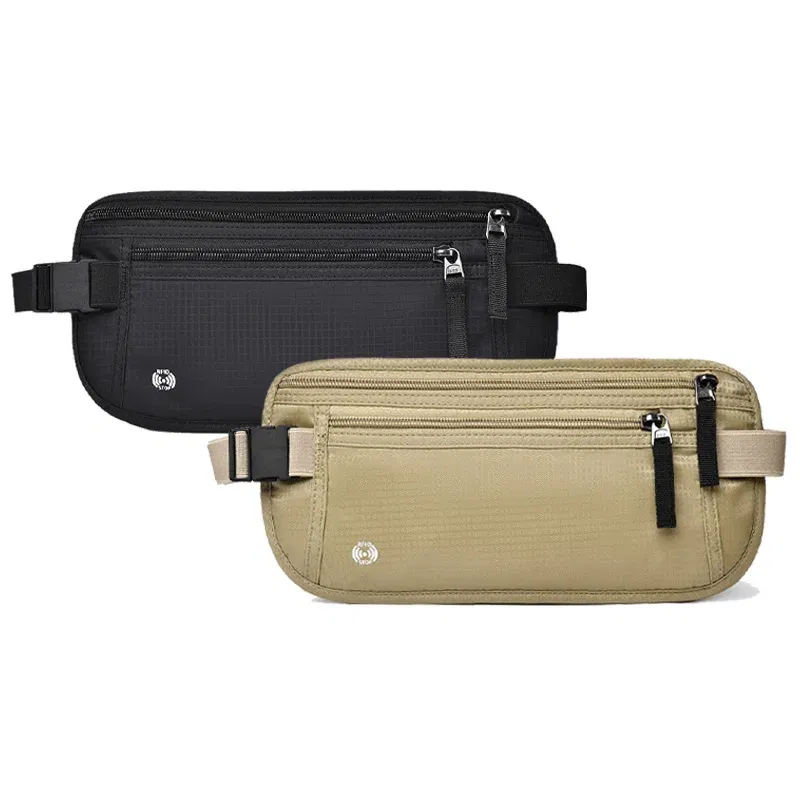Color: green - Travel Waist Bag Money Belt Slim Passport Holder RFID Blocking Travel Invisible Pouch Protect Cash Credit Cards Travel Documents