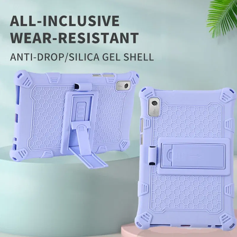 Color: WHITE, Size: sixteen - For Lenovo Tab M9 TB-310FU 2023 Soft Bubble Case Kids Shockproof Kickstand Tablet Cover Funda Capa Coque With Shoulder Straps