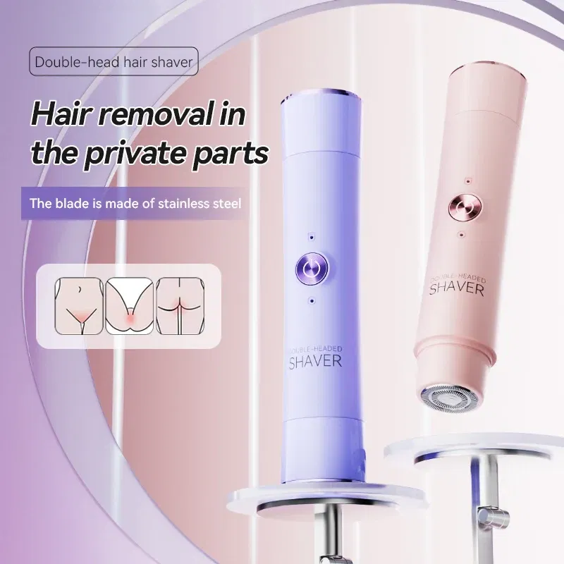 Color: black - Double Head Electric Epilator Women Rechargeable Painless Hair Remover Shaver for Body Private Areas Bikini Gentle Trimming