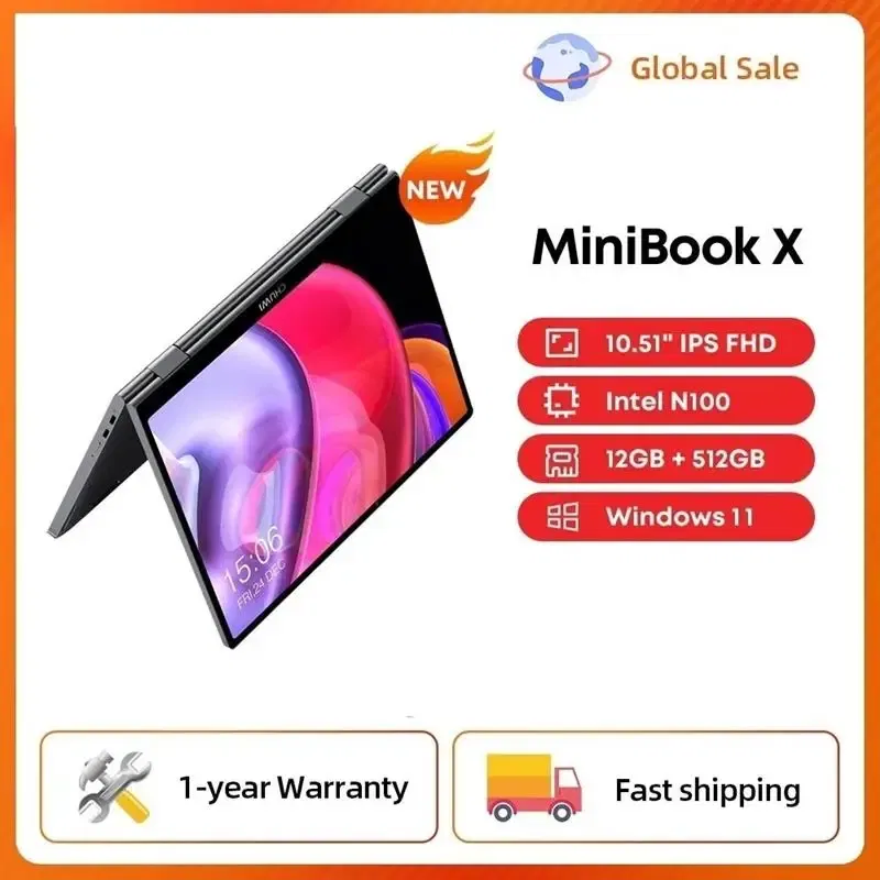 To MiniBook X Laptop Tablet 2 In 1 Intel N100 /N5100 10.51" FHD IPS Screen 12GB LPDDR5 512G SSD Windows 11 Notebook 1200*1920
