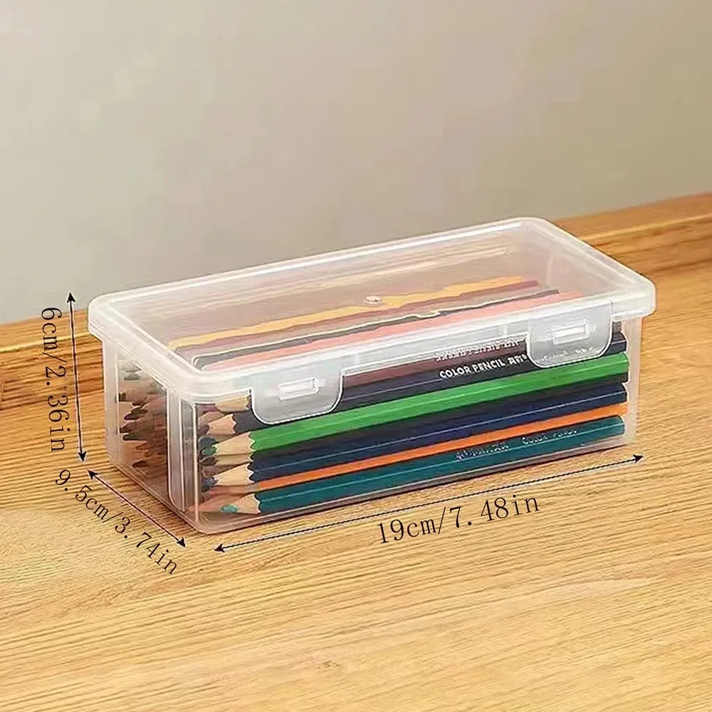 Color: Burgundy - 1/2/3/4pcs Plastic Translucent Pencil Case Large Capacity Pencil Boxes Portable Storage Organizer Box Student Office Supplies