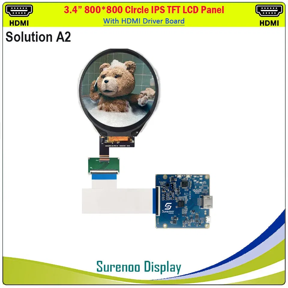 Color: Red - 3.4" Inch HDMI-Compatible 800*800 Double Dual Round Circle Circular IPS TFT LCD Module Screen Display Panel LCM TM034XVZP01