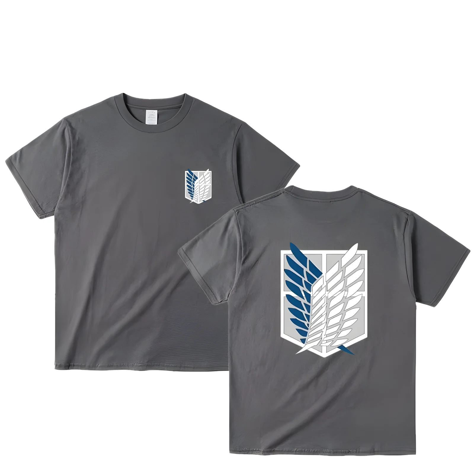 Color: army green, Size: L - Attack on Titan T-shirt Wings of Freedom Short Sleeve Ackerman Mikasa Eren Jaeger Men Cotton Tops Summer Oversized O-Neck Tee