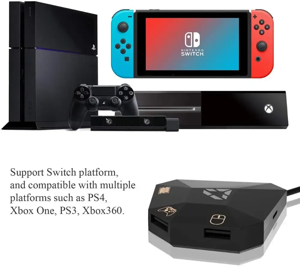 Keyboard and Mouse Adapter for Nintendo Switch, Keyboard and Mouse Adapter for PS4, XOne, PS3, X360