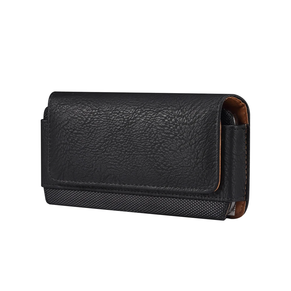 Color: black, Material: CANVAS - Universal Leather Men Waist Bag For iPhone 15 14 13 12 Pro Max Samsung Galaxy S23 S22 Huawei Xiaomi Mobile Phone Belt Clip Cases