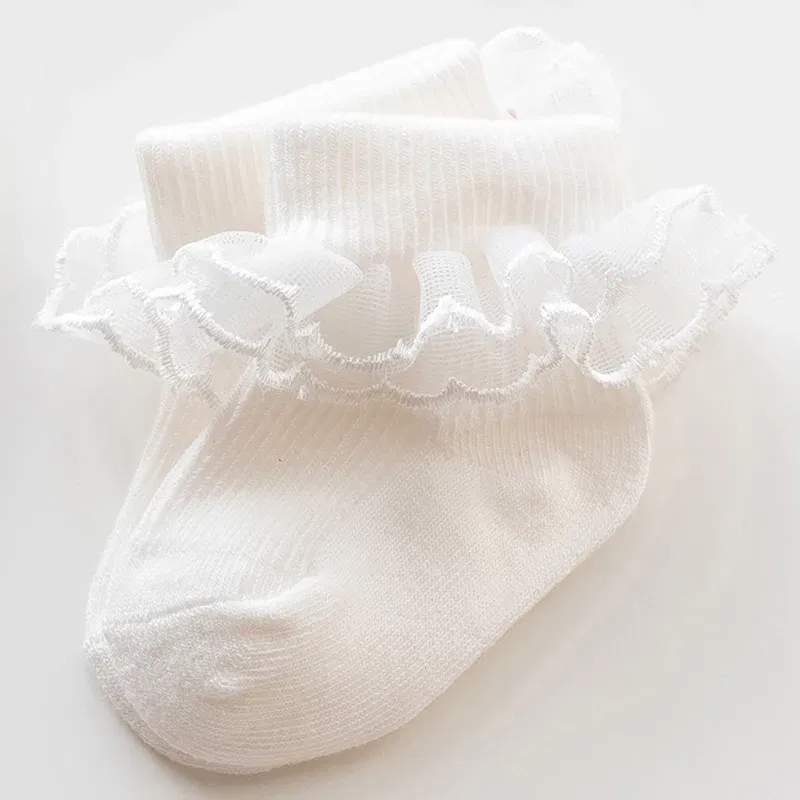 Color: Beige, Kid Size: 3M - VISgogo Baby Girls Socks Lace Ruffles Sweet Anti-Skid Princess Socks Toddler Spring Fall Cute Kids Socks