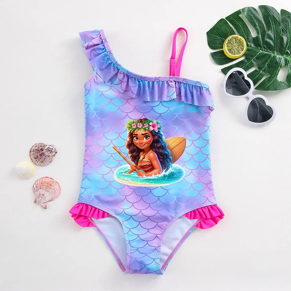 Color: Gold, Kid Size: 9M - Moana Baby Girl Mermaid Fish Scale Print Swimsuit One-Piece Swimwear Toddler Bathing Suit Beach Outfit