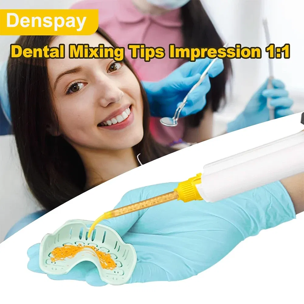 Color: Silver - Denspay 50Pc Dental Silicone Rubber Conveying Mixing Head Disposable Impression Materials Mixing Tube Dentistry Materials