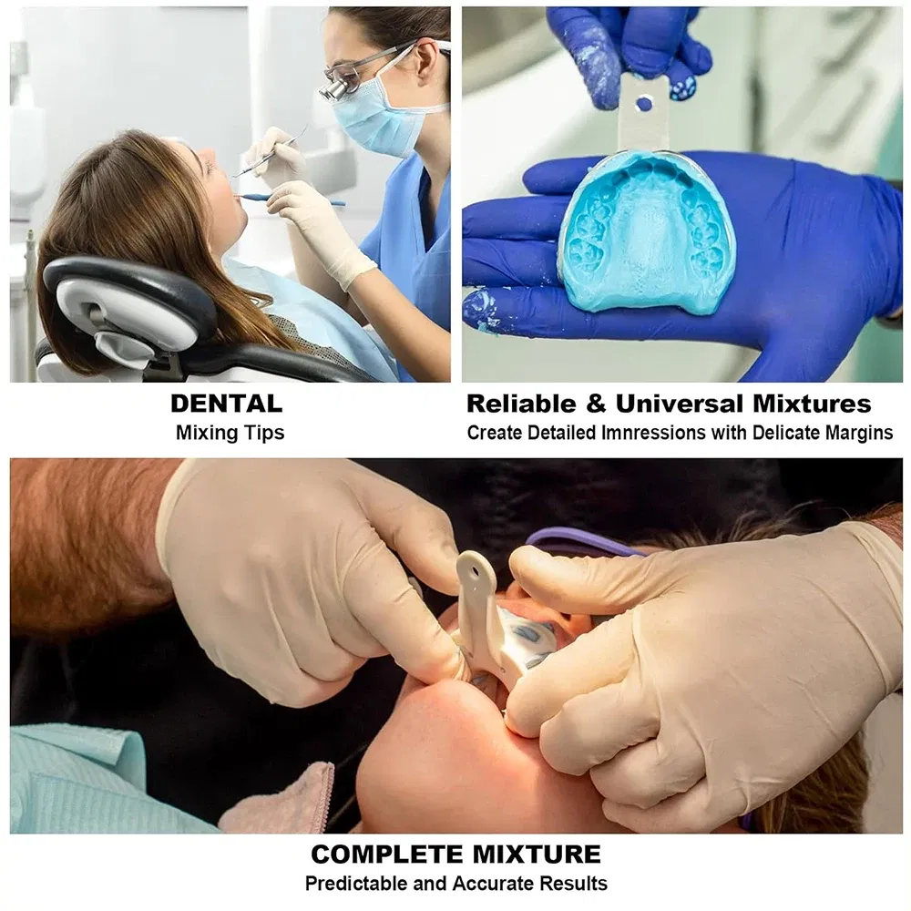 Color: Silver - Denspay 50Pc Dental Silicone Rubber Conveying Mixing Head Disposable Impression Materials Mixing Tube Dentistry Materials