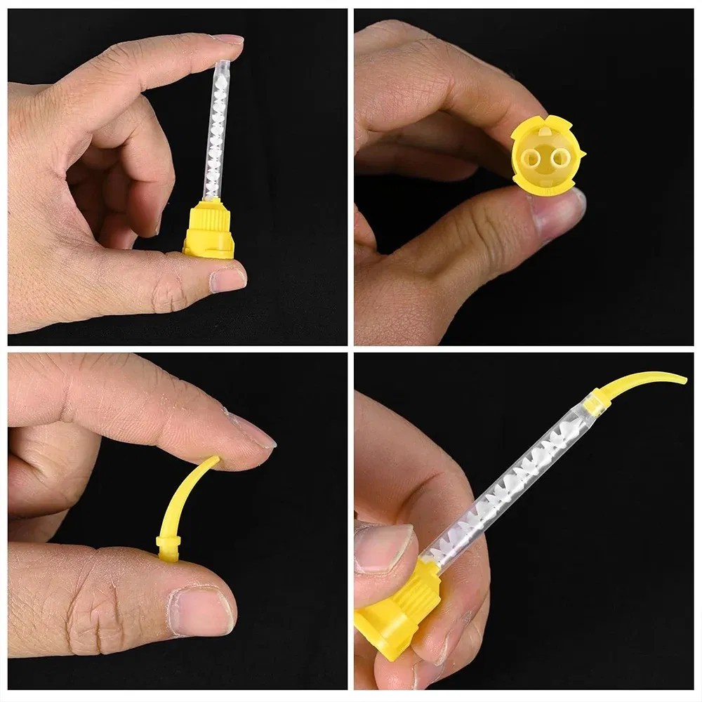 Color: Silver - Denspay 50Pc Dental Silicone Rubber Conveying Mixing Head Disposable Impression Materials Mixing Tube Dentistry Materials