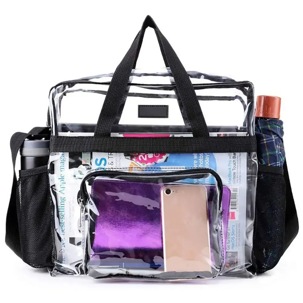 Color: Beige - Stadium Approved PVC Clear Purse Large Capacity Clear Bag Clear Crossbody Bag for Concerts Sports Festivals