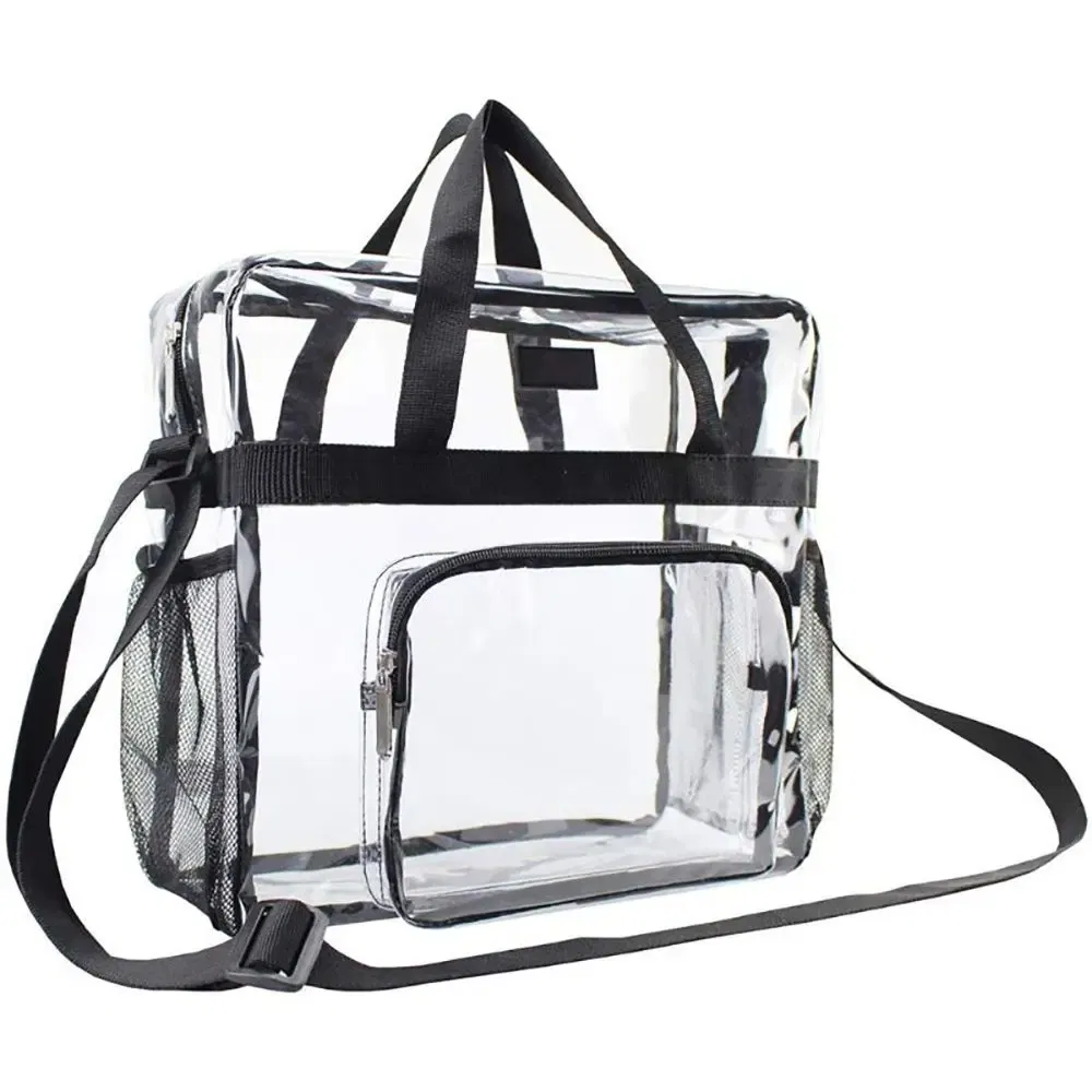 Color: Beige - Stadium Approved PVC Clear Purse Large Capacity Clear Bag Clear Crossbody Bag for Concerts Sports Festivals
