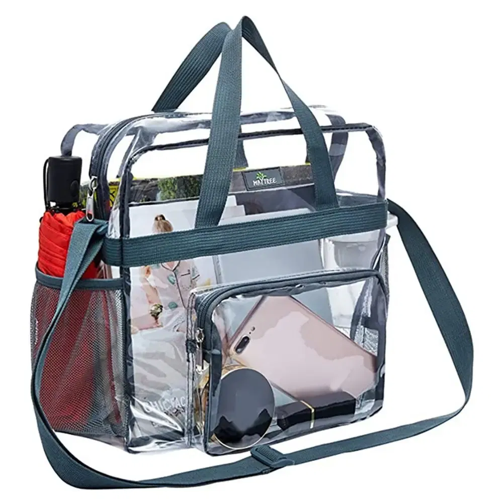 Color: Beige - Stadium Approved PVC Clear Purse Large Capacity Clear Bag Clear Crossbody Bag for Concerts Sports Festivals