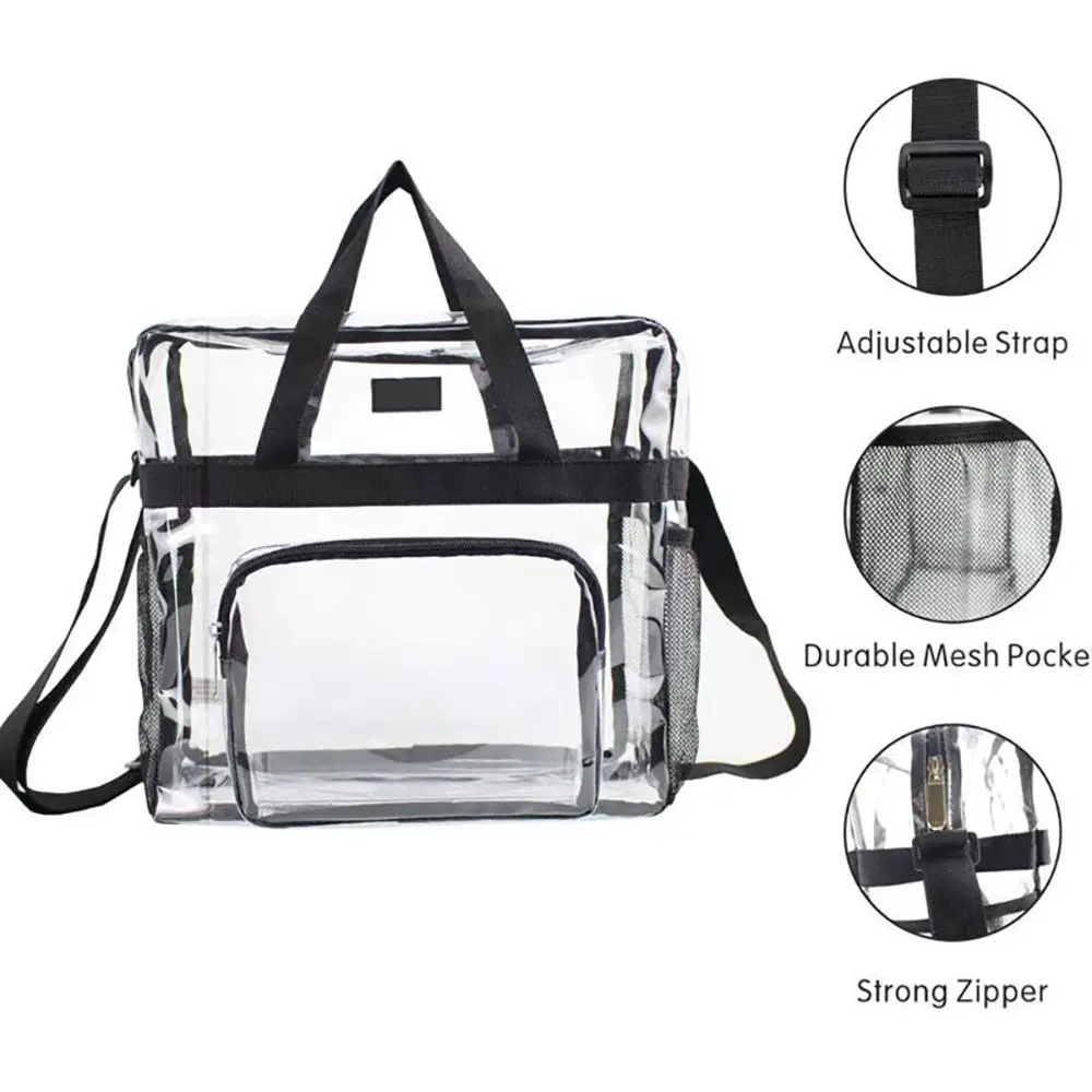 Color: Beige - Stadium Approved PVC Clear Purse Large Capacity Clear Bag Clear Crossbody Bag for Concerts Sports Festivals