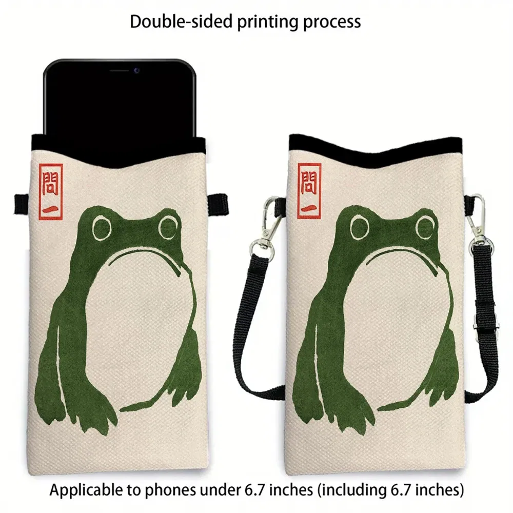 Color: black, Size: Extra Large - Frog CrossbodyBag Print Phone Wallet with AdjustableShoulder Strap Unisex Design ForDailyUse,Travel10.7