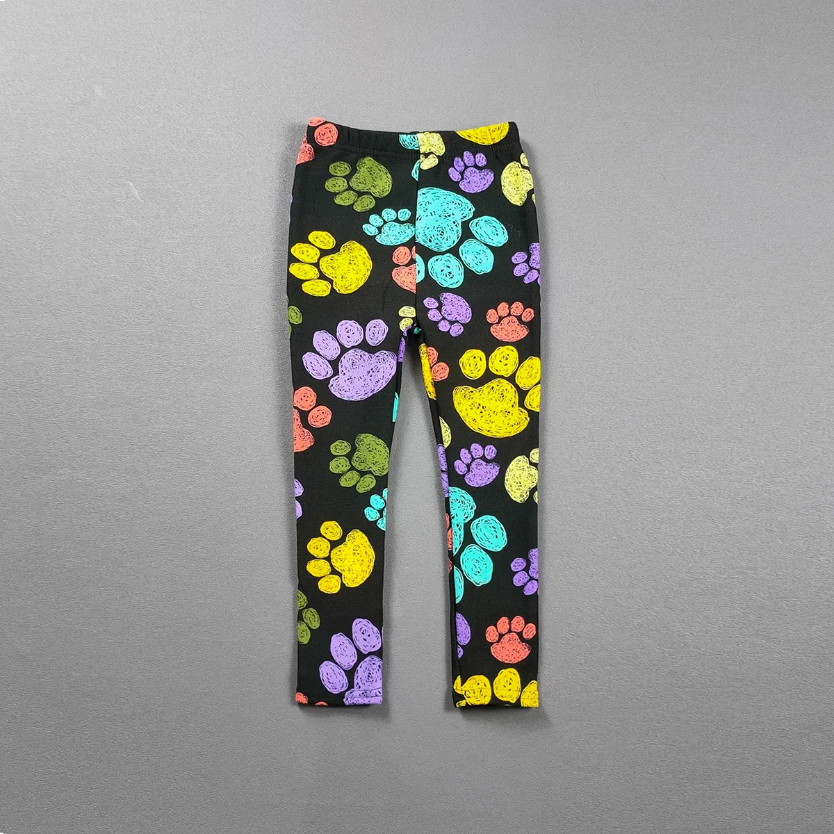 Color: Khaki, Kid Size: 4T - 2-11Y Girls' Pants Autumn and Winter Slim Fit Warm Bottom Pants Thickened Velvet Printed Children's Pants Baby Casual Pants