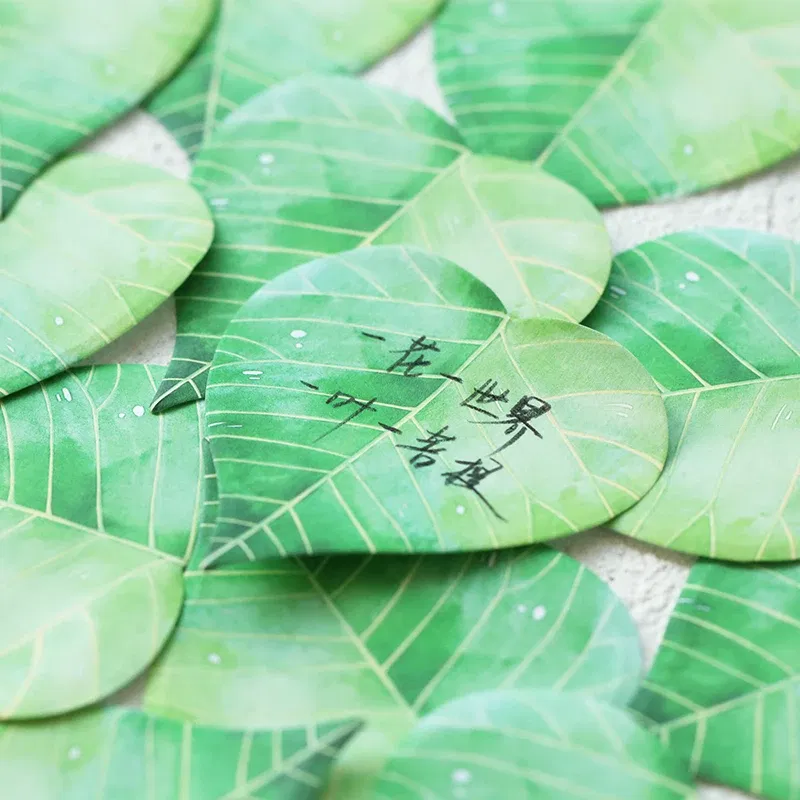 Color: WHITE - Various Leaves Collection Self-Adhesive N Times Memo Pad Sticky Notes Bookmark Stationery Office School supplies
