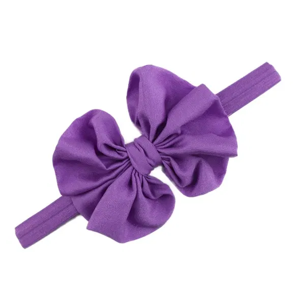 Color: GRAY - Baby girls hair bow flower Headband Kids Girls Bowknot Elastic Hair Band Headwear Newborn Head Band children hair Accessories