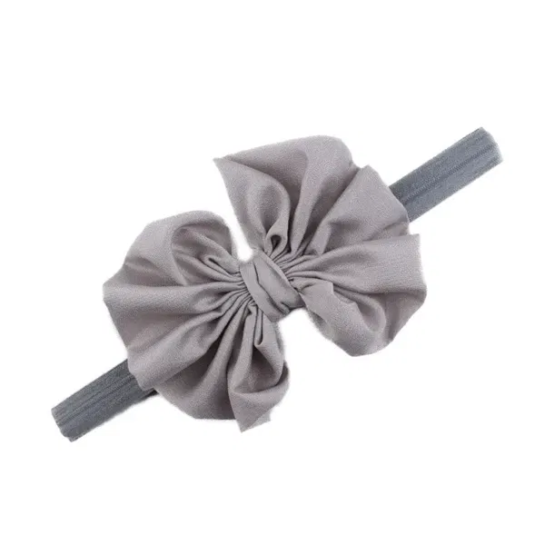 Color: GRAY - Baby girls hair bow flower Headband Kids Girls Bowknot Elastic Hair Band Headwear Newborn Head Band children hair Accessories