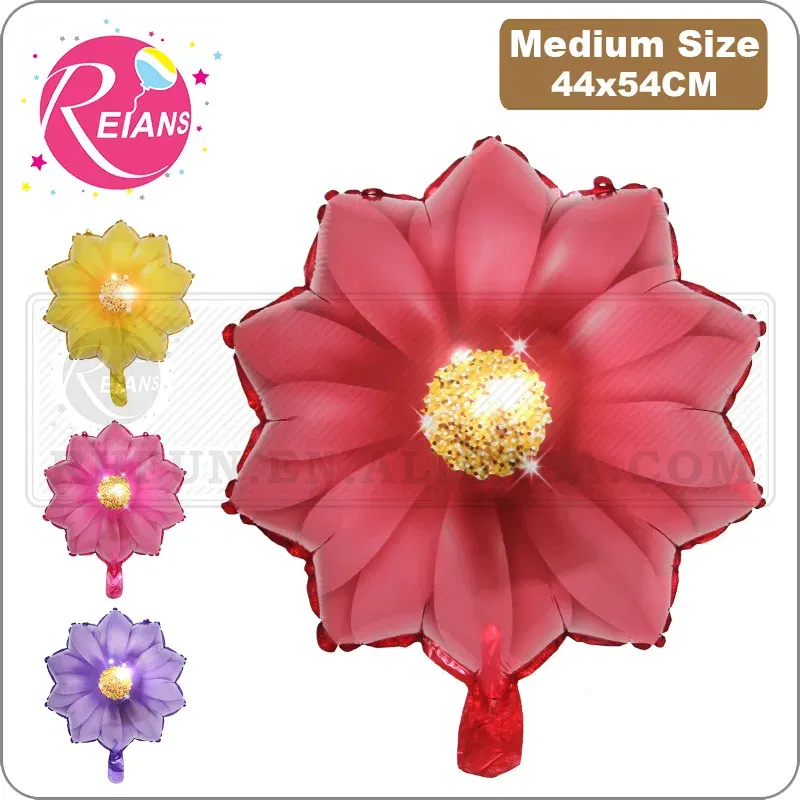 Color: RUBY - Sunflower Flower Foil Balloons Red Rose Purple Yellow Birthday Party Baby Shower Valentine's Day Wedding suppliers Decoration