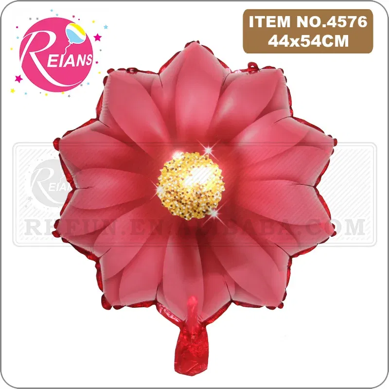 Color: RUBY - Sunflower Flower Foil Balloons Red Rose Purple Yellow Birthday Party Baby Shower Valentine's Day Wedding suppliers Decoration