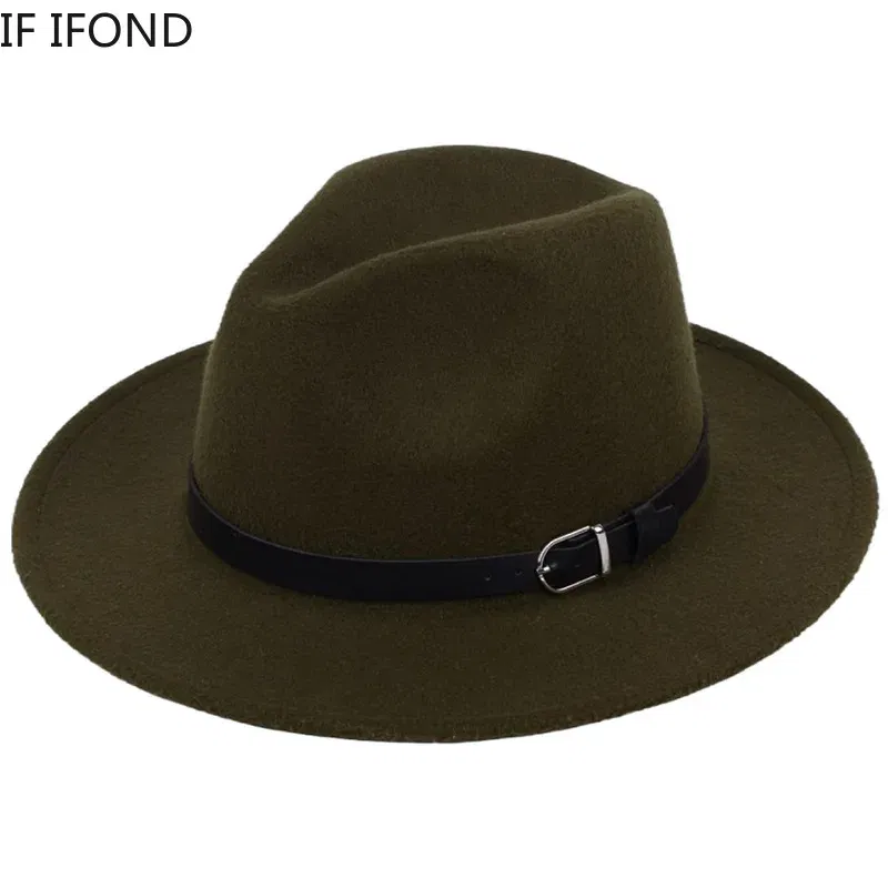 Color: Silver, Size: M - Classic British Fedora Hat Men Women Imitation Woolen Winter Felt Hats Fashion Jazz Hat Chapeau Wholesale