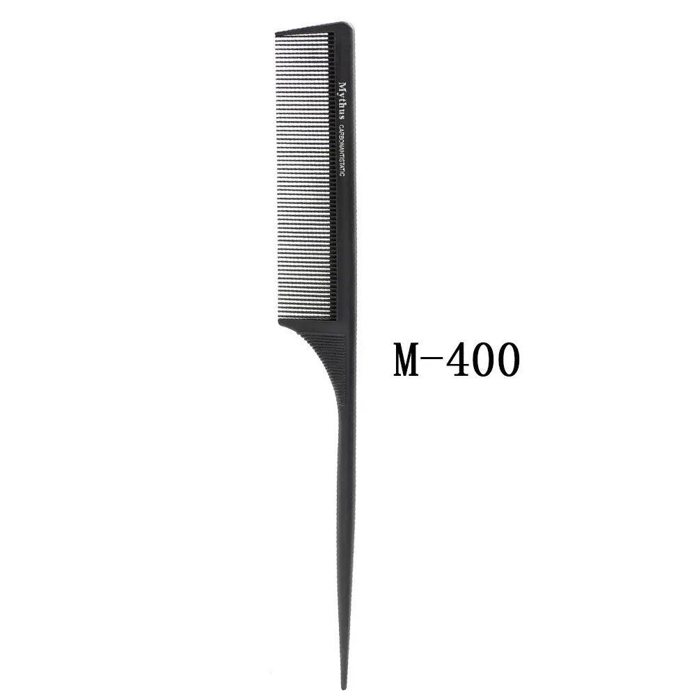 Color: LIGHT GRAY - Mythus Hairdressing Carbon Comb For Haircut Barber Anti Static White Rat Tail Comb Beauty Professional Hair Styling Tools Comb
