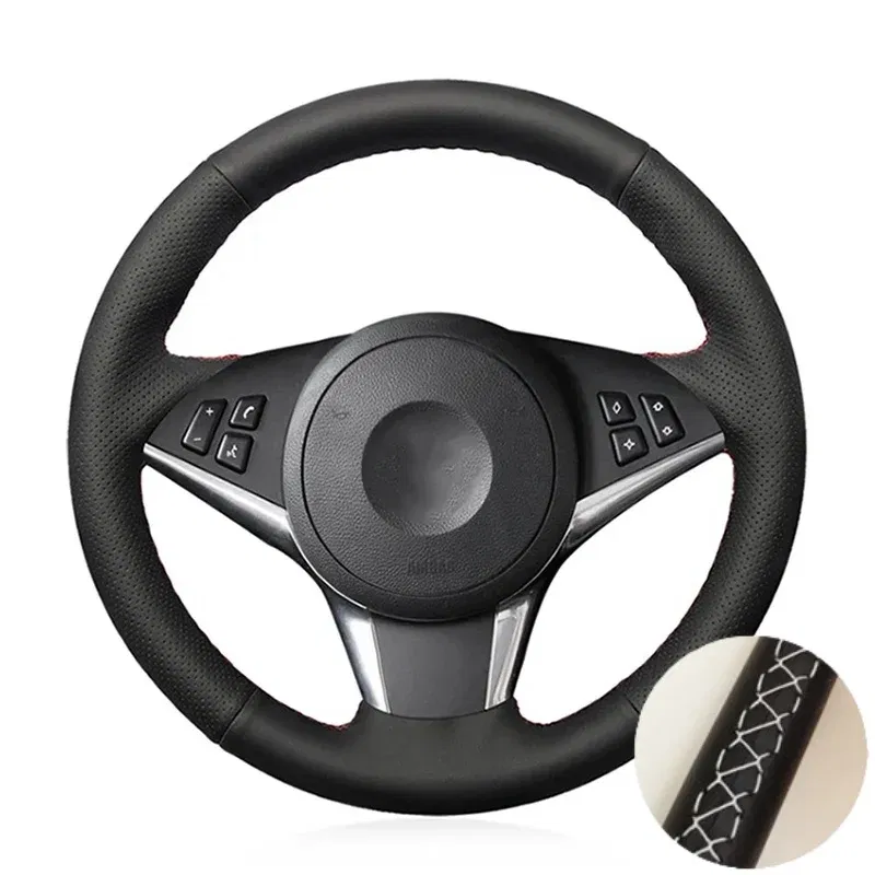 Color Name: MULTI - Car Steering Wheel Cover For BMW E60 E61 530d 545i 550i E63 E64 630i 645Ci 650i Hand-stitched Microfiber Leather Interior