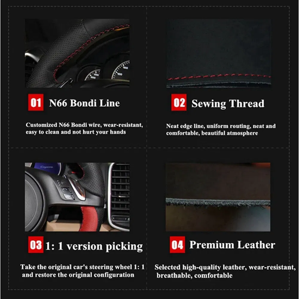 Color Name: MULTI - Car Steering Wheel Cover For BMW E60 E61 530d 545i 550i E63 E64 630i 645Ci 650i Hand-stitched Microfiber Leather Interior