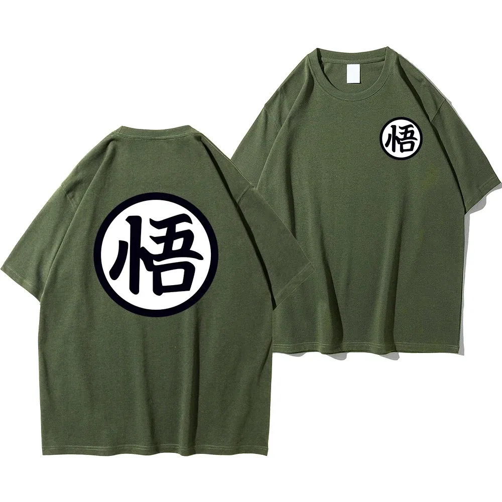 Color: army green, Size: XXL - Summer Fashion Anime Son Goku Cosplay T-shirt Cotton Short Sleeve Tops Tee Loose Oversized Casual T Shirts Men Harajuku Clothing