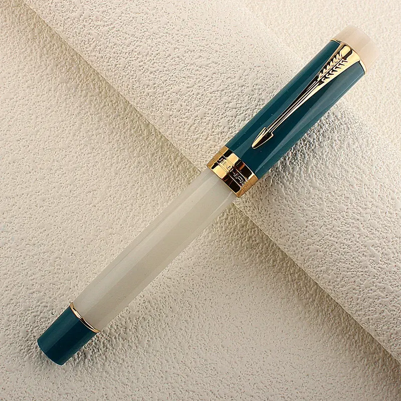Color: Red, Nib Size: MF - JINHAO 100 Centennial Fountain Pen Resin Gold Clip Nib EF F M Students Pens Business Stationery School Office Supplies PK 9019