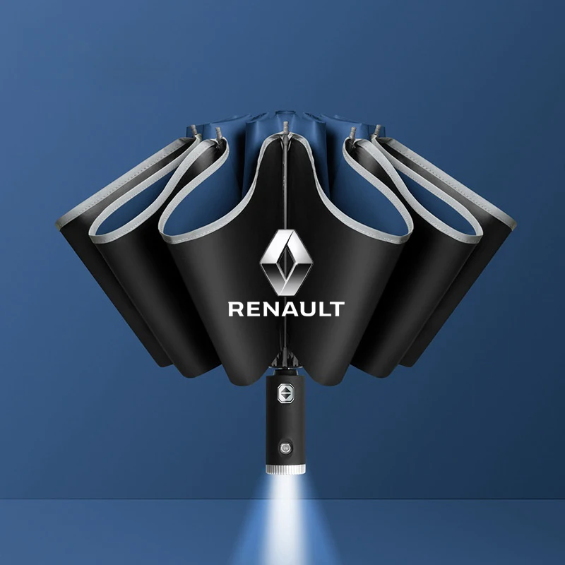 Color Name: Blue - For Renault RS Line Clio Megane 3 Scenic Laguna Logan Kangoo Sandero Car Fully Automatic Reflective Umbrella Folding Sunshade