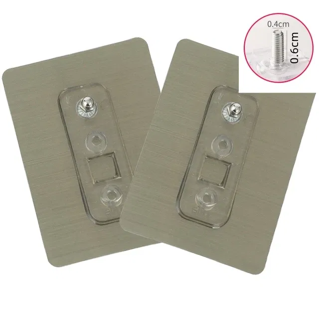 Color: Bronze - 2PCS Punch-Free Screw Stickers Non-Marking Waterproof Hooks For Bathroom Storage Rack Photo Frame Nail Kitchen Storage Holder